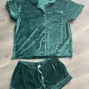Velour Short Sleeve PJ Short Set